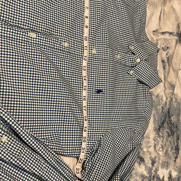 Polo Ralph Lauren Navy and Green Plaid Check Button Dress Shirt Medium - Picture 5 of 6